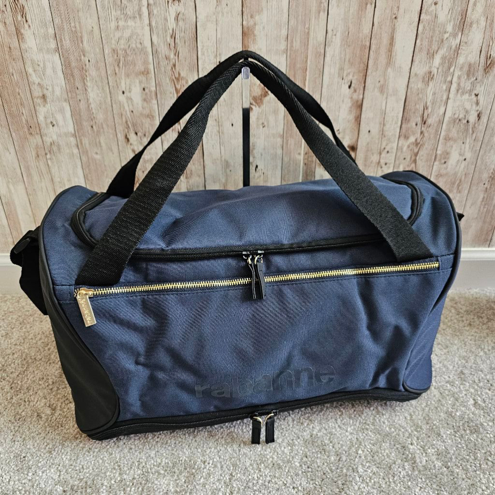 Unisex Paco Rabanne Blue and Black Travel Duffel Bag